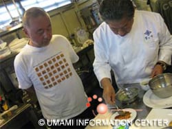 Mr. Murata preparing a dish using macambo