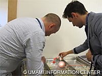 Chefs Connaughton and Bouzari preparing the soup