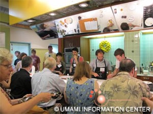 Three chefs and Monell Scientists during the tasting at La Cucina